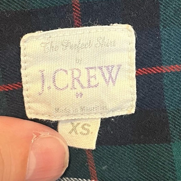 JCrew Button Up Long Sleeve Shirt Womens XS Green Multicolor Cotton Plaid Collar - Picture 3 of 8